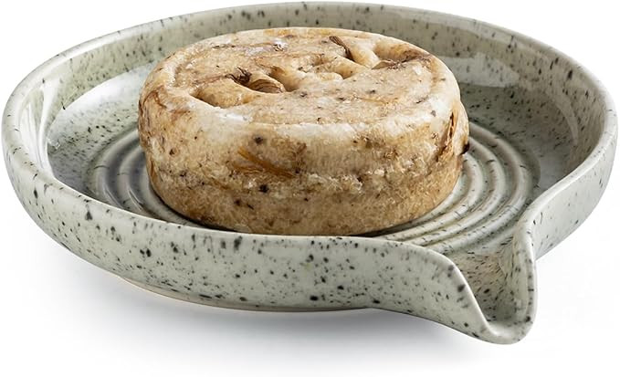 Soap Dish with Self-Draining Design, Ceramic Soap Holder with Drain Spout Soap Tray for Shower, B... | Amazon (US)