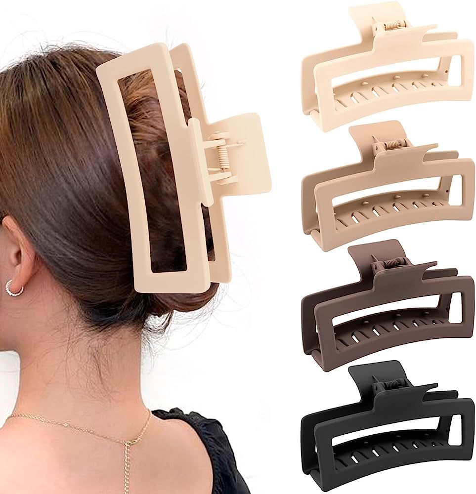 5 Inche Extra Large Claw Clips for Thick Hair and Long Hair, 4 Pack Xl Jumbo Claw clips, Oversize... | Amazon (US)
