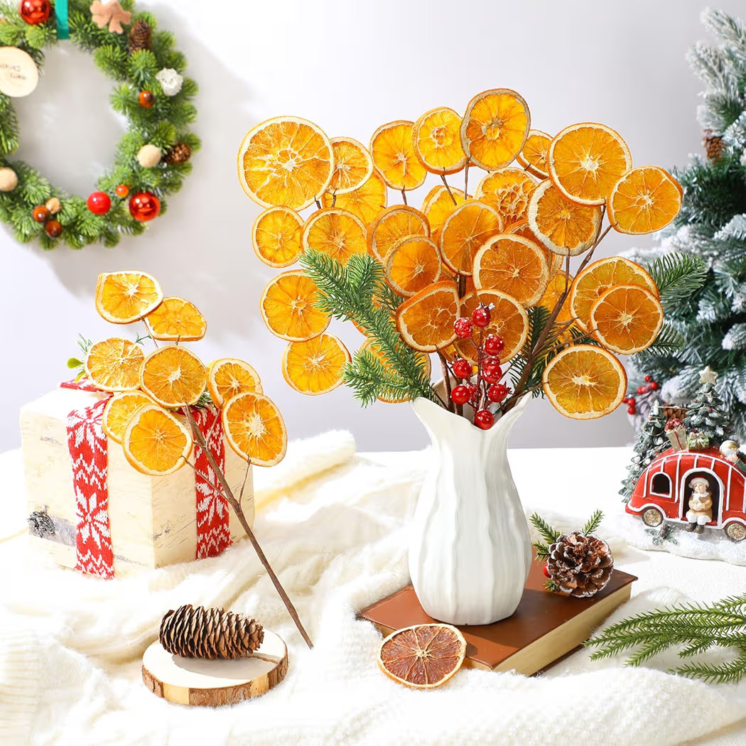 6 Pcs Dried Orange Slice Christmas Picks 14'' Christmas Tree Wreath Ornaments Rustic Xmas Decorat... | Amazon (US)