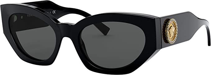 Versace Woman Sunglasses Black Frame, Dark Grey Lenses, 54MM | Amazon (US)