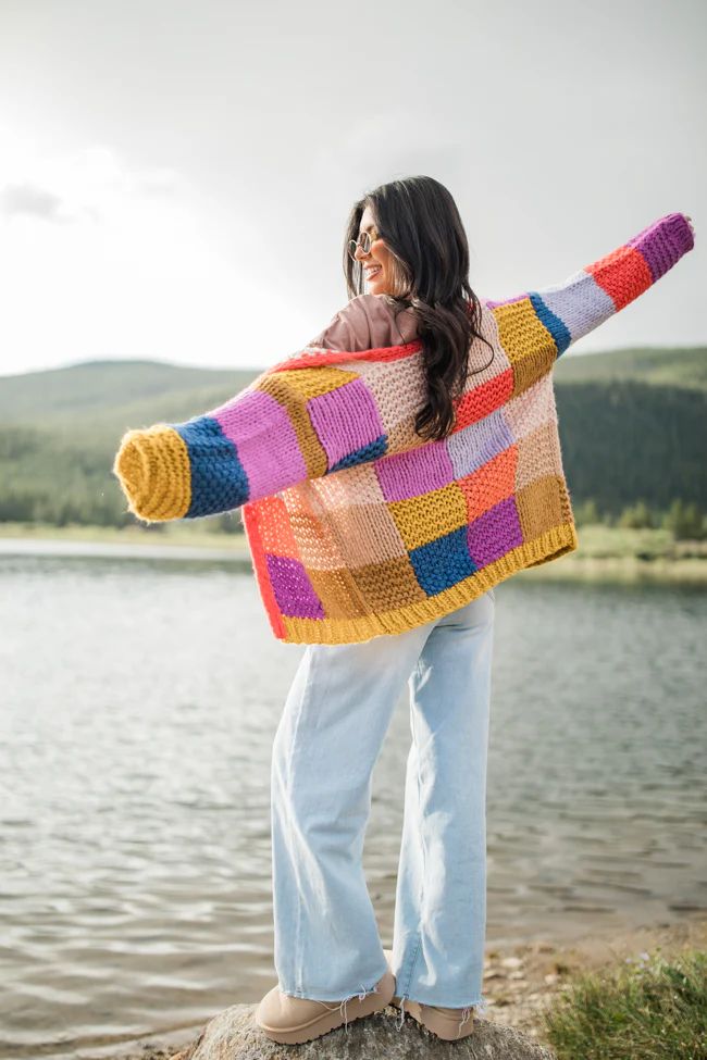 Still Deciding Multi Color Block Cardigan | Pink Lily