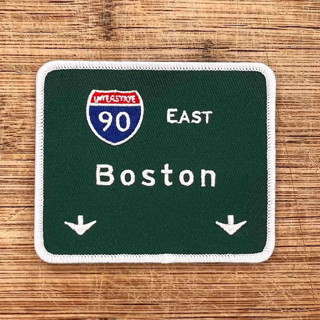Boston Interstate 90 East Embroidered Patch - 3.5x3 Inch Iron-on Road Sign Patch - Massachusetts ... | Etsy (US)