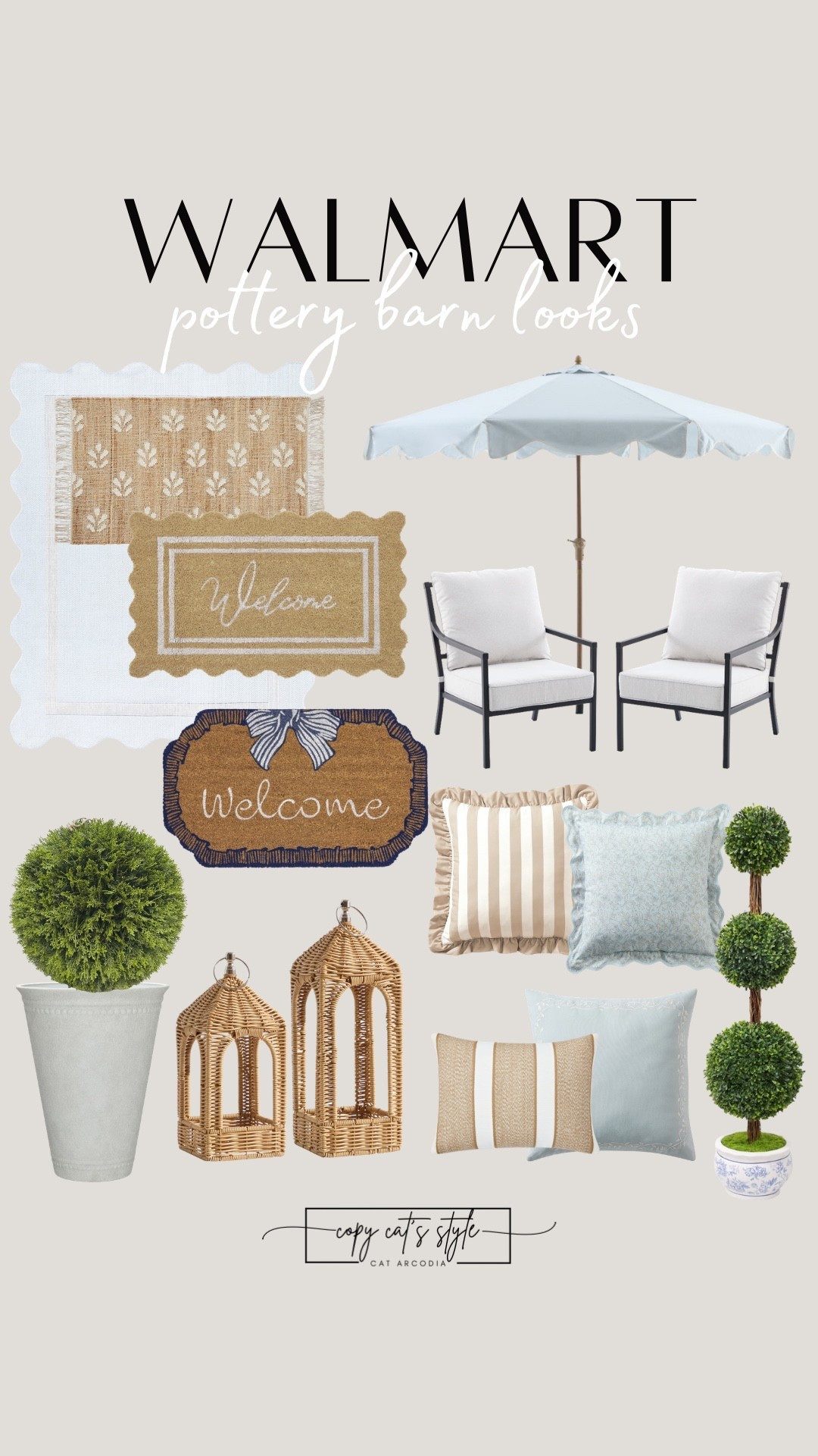 Walmart finds that look just like Pottery Barn! Walmart outdoor patio. Outdoor chairs, lanterns, rugs, and more. 