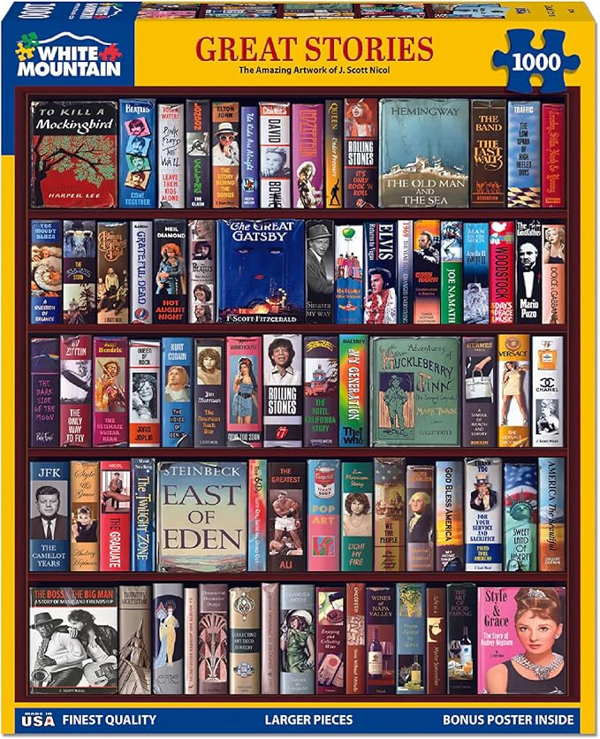 White Mountain Great Stories Puzzles for Adults 1000 Pieces Jigsaw Library Books Puzzle Gift for ... | Amazon (US)