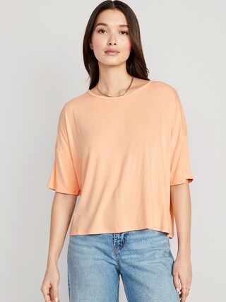 Short-Sleeve Luxe Oversized Cropped T-Shirt for Women | Old Navy (US)