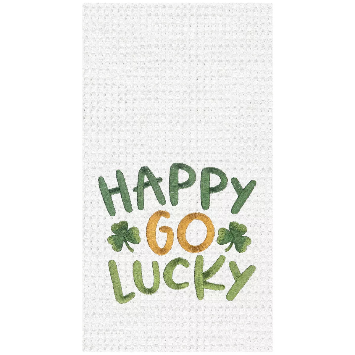 C&F Home St. Patrick's Day "Happy Go Lucky" Shamrocks Waffle Weave Cotton Kitchen Dishtowel | Target