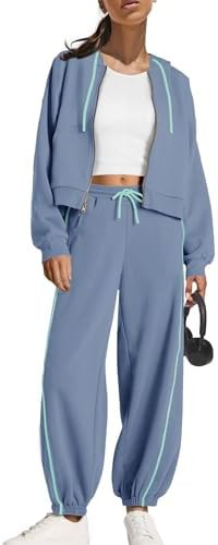 Panadila Womens Sweatsuits 2 Piece Set Zip Up Hoodie and Barrel Sweatpants Piping Sweatshirt Trac... | Amazon (US)