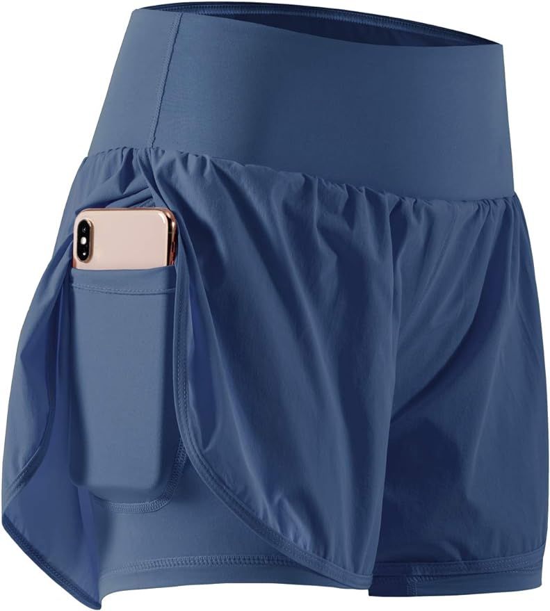 CADMUS 2 in 1 Women's Workout Shorts for Athletic Gym Running Shorts with Phone Pockets | Amazon (US)