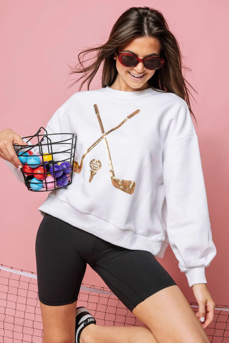 Gold Golf Sweatshirt | Queen of Sparkles