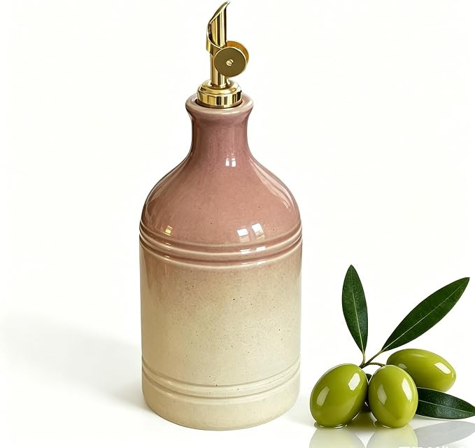 Ceramic Olive Oil Dispenser Bottle for Kitchen with Gold Gravity Spout | Amazon (US)