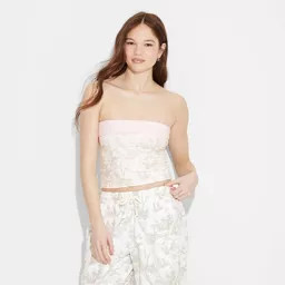 Women's Reversible Graphic Tube Top - Beige Camo S | Target