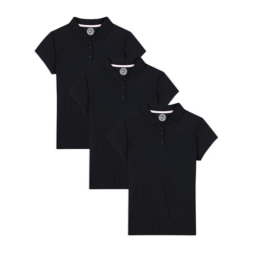 Approved School Wear Girls' School Uniform Short Sleeve Polo, Soft & Comfortable Jersey, Multipack, Navy/3-Pack | Amazon (US)
