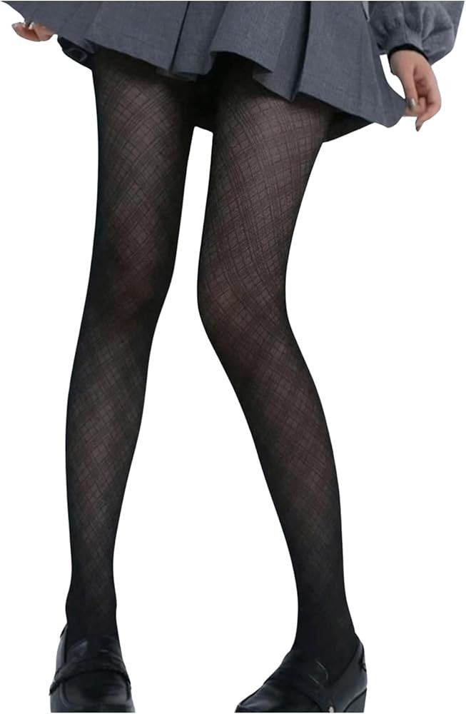 Milumia Women's Gothic Plaid Tights Y2k High Waisted Patterned Sheer Pantyhose | Amazon (US)
