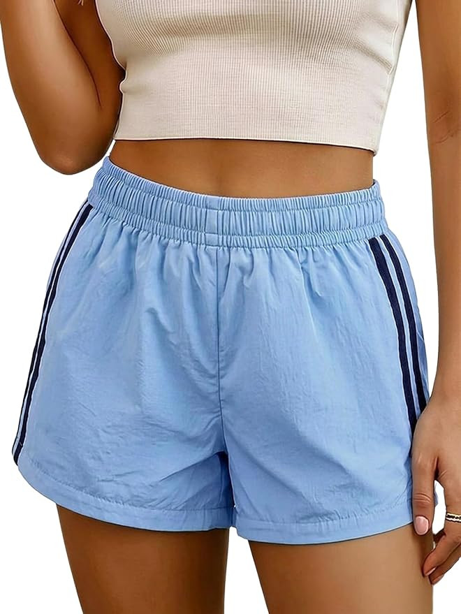 MakeMeChic Women's Striped Summer Shorts Workout Running Shorts Mini Micro Sweat Track Shorts Gym... | Amazon (US)