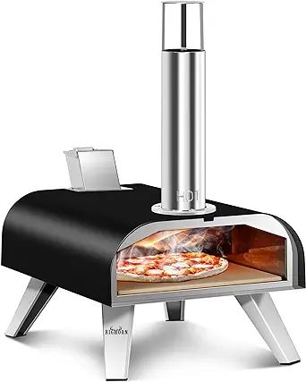 BIG HORN OUTDOORS 12" Black Pizza Ovens Wood Pellet Fired Pizza Maker, Stone-Baked Pizzas Made Ea... | Amazon (US)