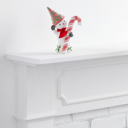 Retro Paper Pulp Snowman with Candy Cane Decor by World Market | World Market