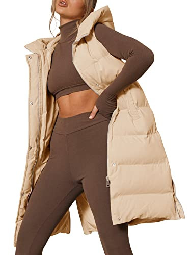 Women's Long Hooded Puffer Vest Sleeveless Stand Collar Down Vest | Amazon (US)