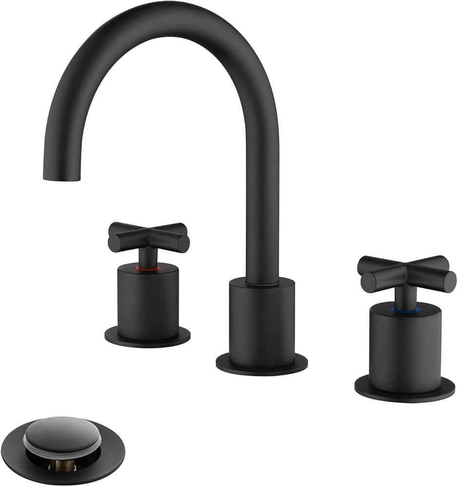 MR. FAUCET 2 Cross-Handle Bathroom Sink Faucets 3 Hole Deck Mount Includes SUS304 Stainless Steel... | Amazon (US)
