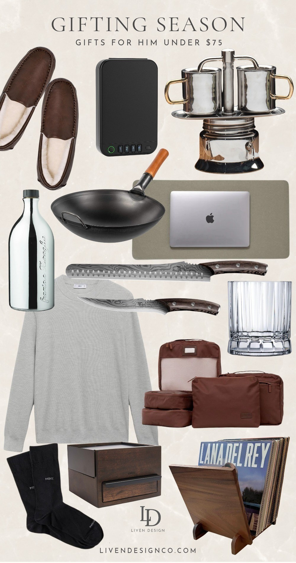 Gift for him under $75. Desk pad. Olive oil. Wok. Cookware. Tech gift. Slippers. Glassware. Knive set. Home comforts for him. Espresso maker. Air fryer. Wood cutting boards. Bar tools. Throw blanket. Cozy gift. Slippers. Lounge pants.Gift guide for him. Gift for men. Dad. Brother. Boyfriend. Son. Grill gift. Men Gift ideas. Marble chess set. Splurge worthy. Decanter. Knive set. Watch. Sonos speaker. Record player. Barware  

#LTKGiftGuide #LTKFindsUnder100 #LTKMens