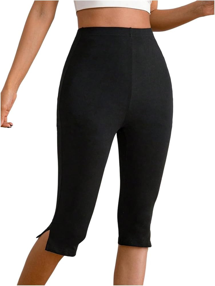 Verdusa Women's Split Capri Leggings High Waisted Knee Length Shorts | Amazon (US)