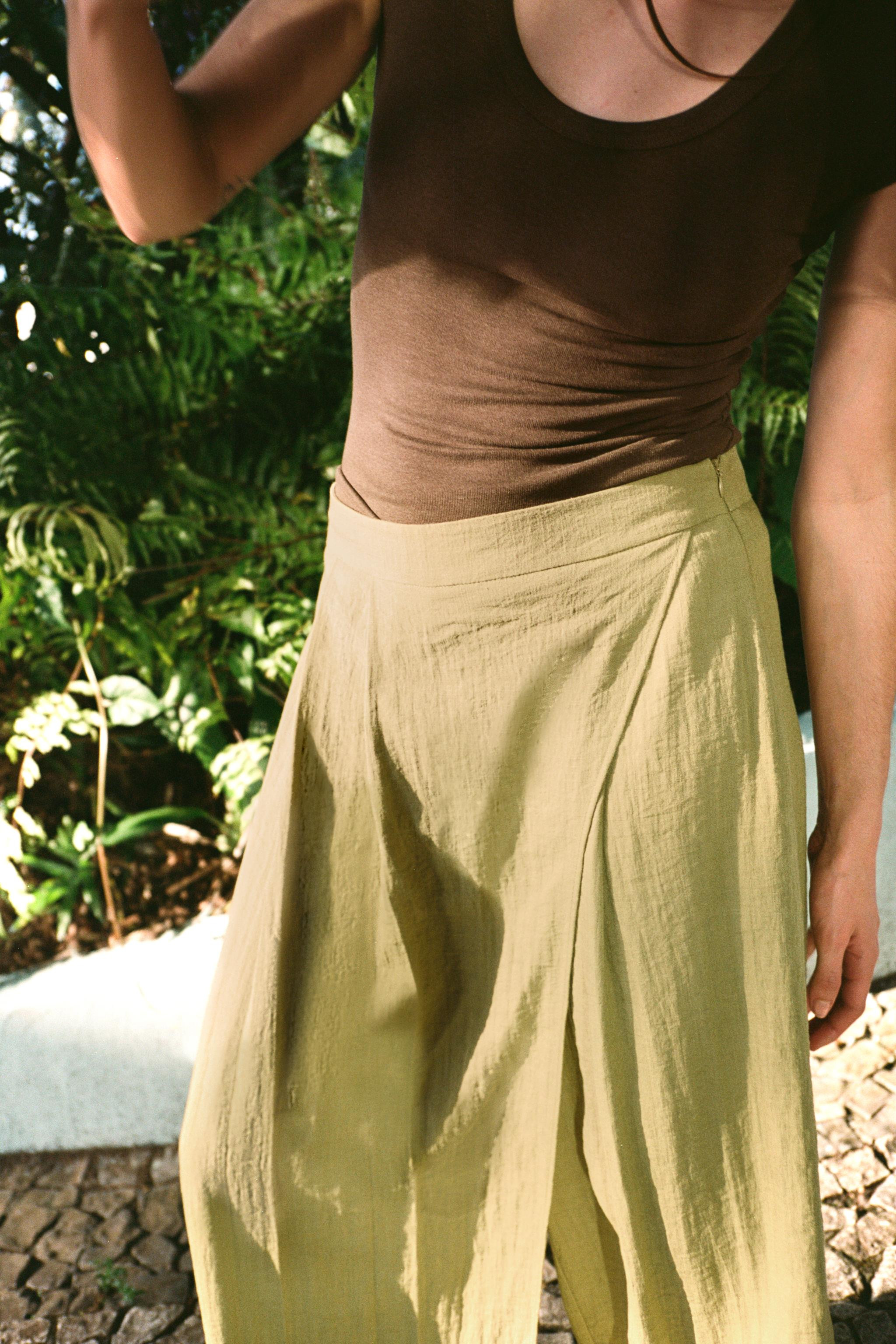 WRAP FRONT WIDE LEG PANTS | Zara US