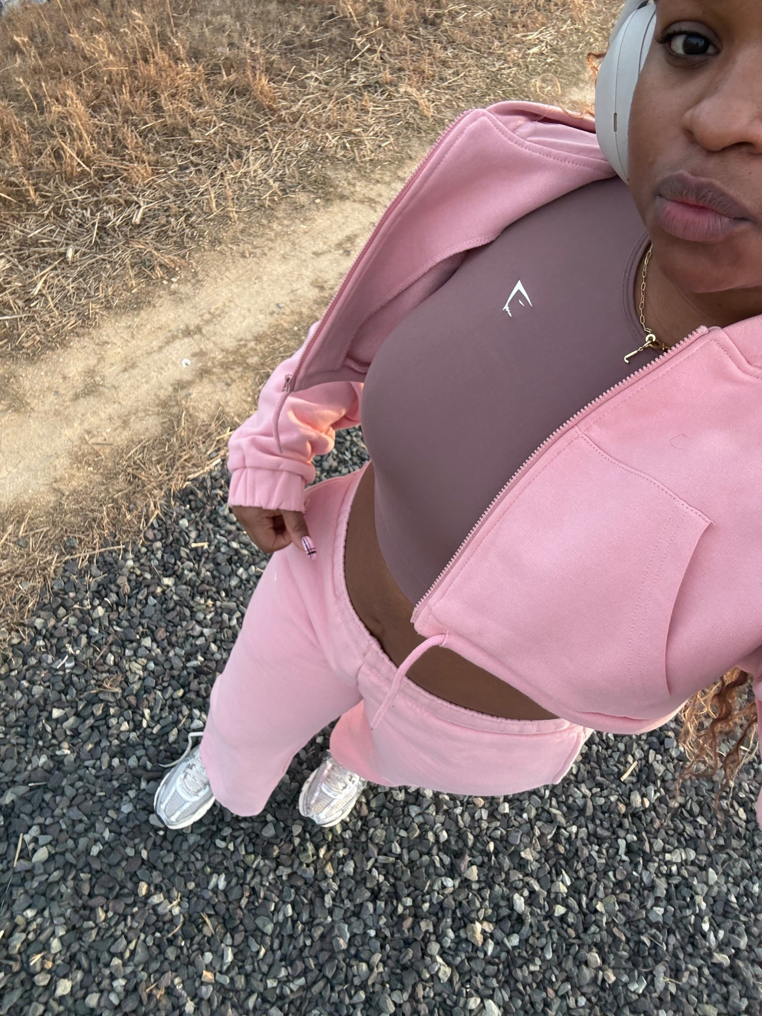 Pink matching set, winter workout outfit, walking outfit inspo, workout outfit ideas, Gymshark cropped longsleeve top 

#LTKfitnessgoals #LTKootd #LTKActive