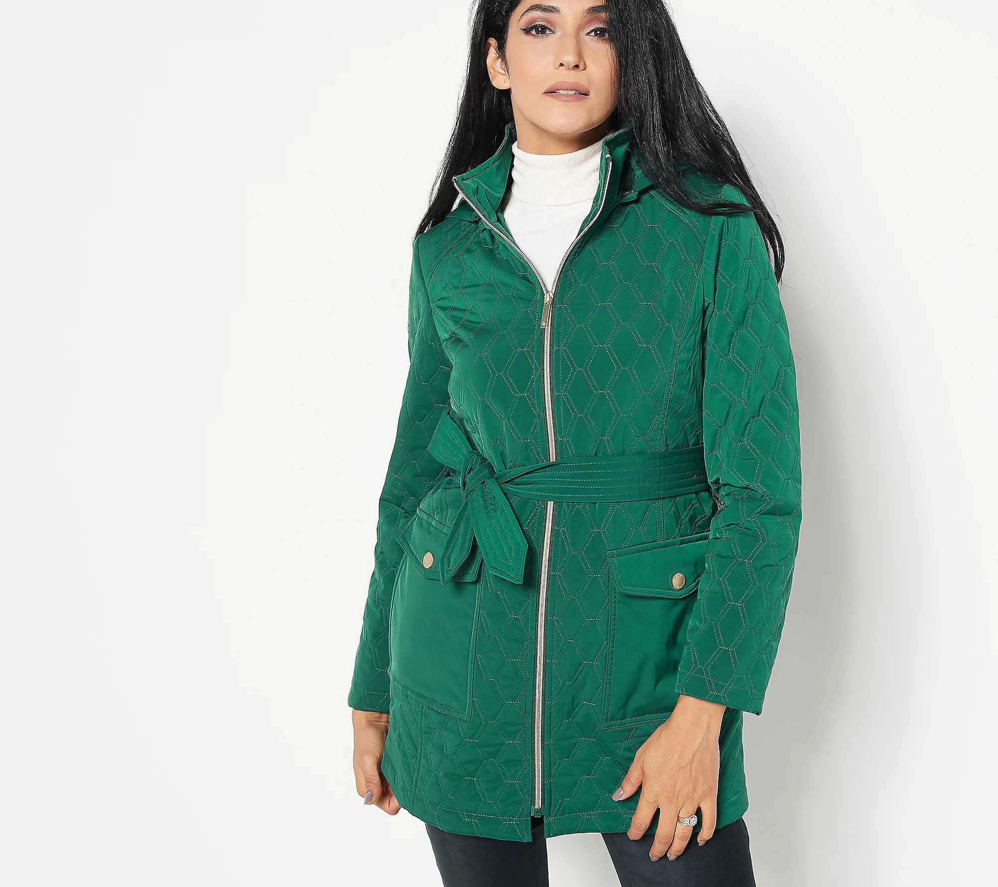 Dennis Basso Water Resistant Quilted Coat withBelt | QVC