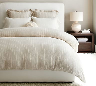 Belgian Flax Linen Striped Duvet Cover | Pottery Barn (US)