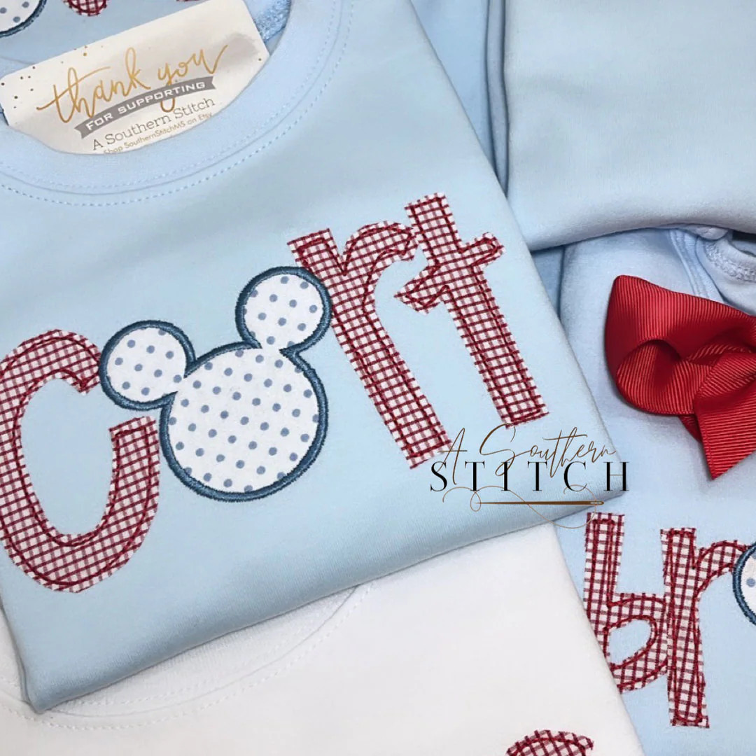 Boy Mouse Ears Name Appliqué - Etsy | Etsy (US)