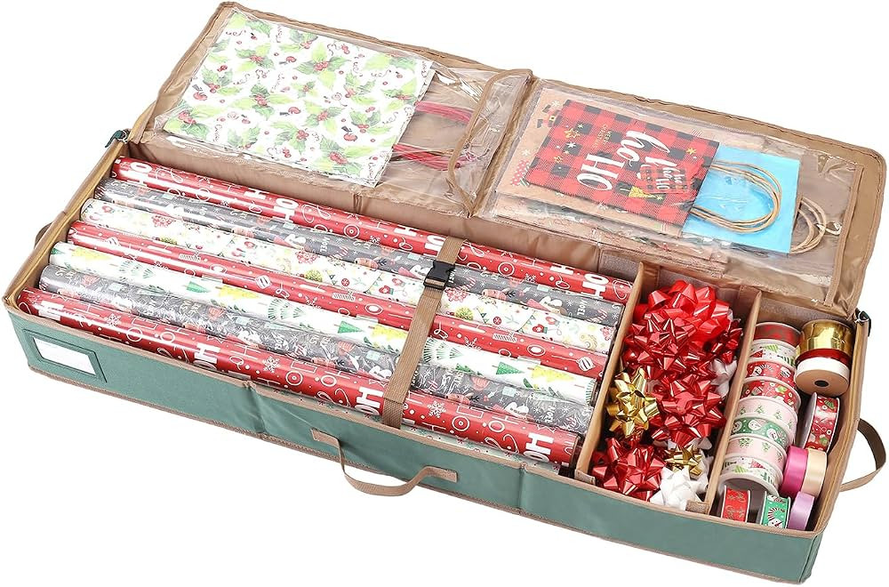 Sattiyrch Wrapping Paper Storage,600D Canvas Gift Wrap Paper Holder,Holds up to 20 Rolls,42W x 14... | Amazon (US)