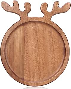 Renawe Decor Christmas Dinner Plate 12"x10" Wooden Cheese Charcuterie Board Xmas Cookies Platter ... | Amazon (US)