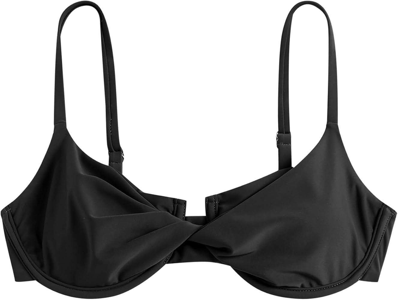 ZAFUL Women's Twist Front Bikini Top Underwire Tie Knot Back Bikini Top Padded Swimsuit Bathing S... | Amazon (US)