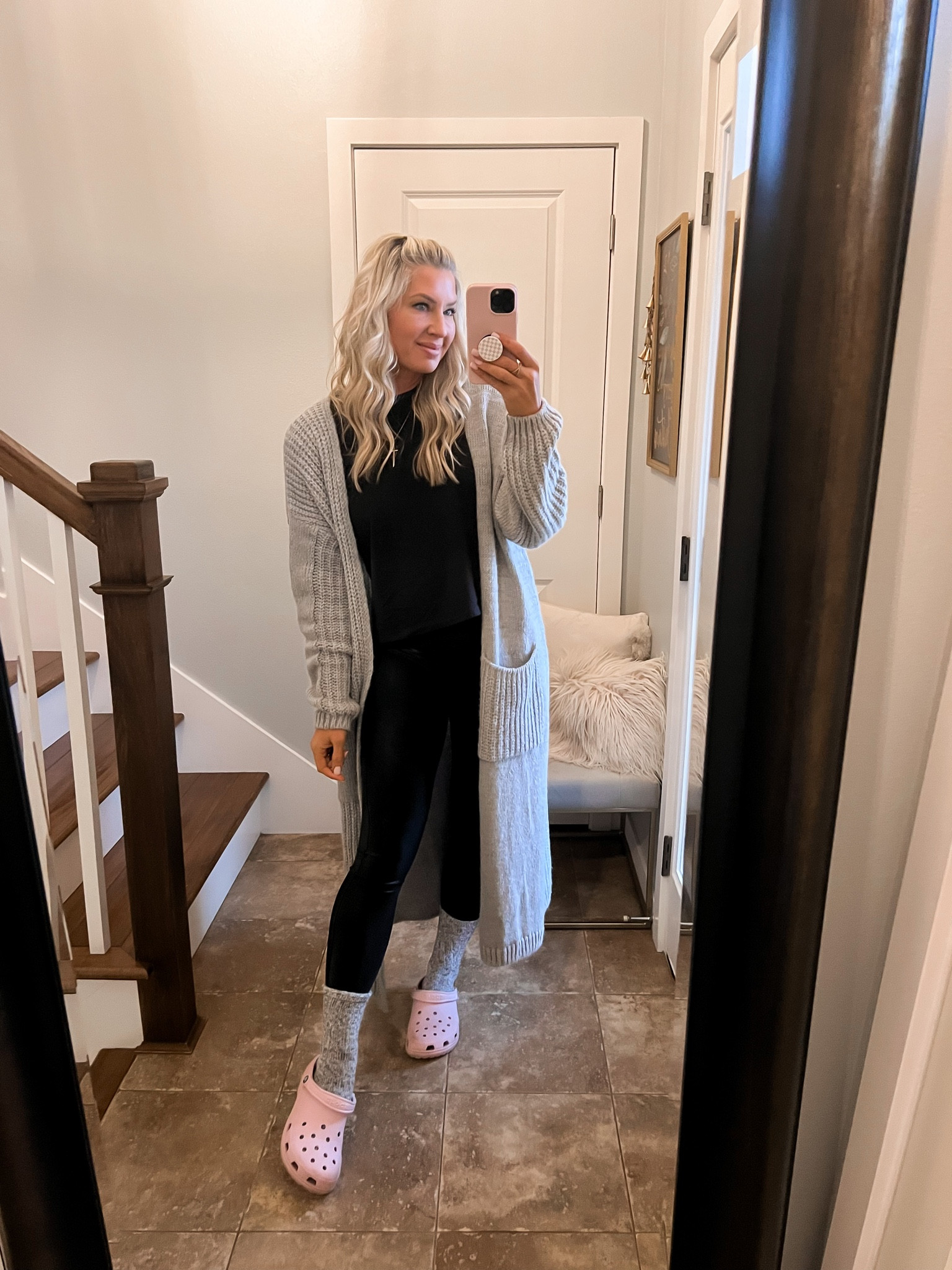 Long cardigan, boot socks, crocs

#LTKshoecrush #LTKunder50 #LTKstyletip