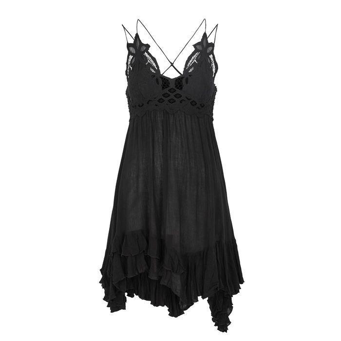 Free People Adella Black Lace-trimmed Mini Dress | Harvey Nichols (Global)