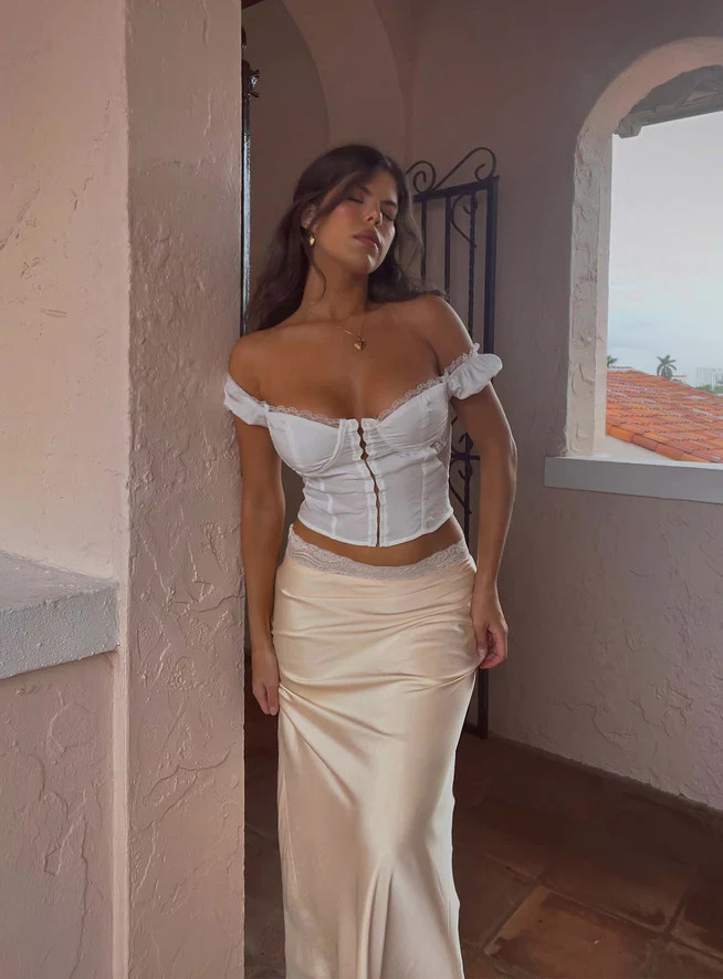 The Charmaine Maxi Skirt Cream | Princess Polly US