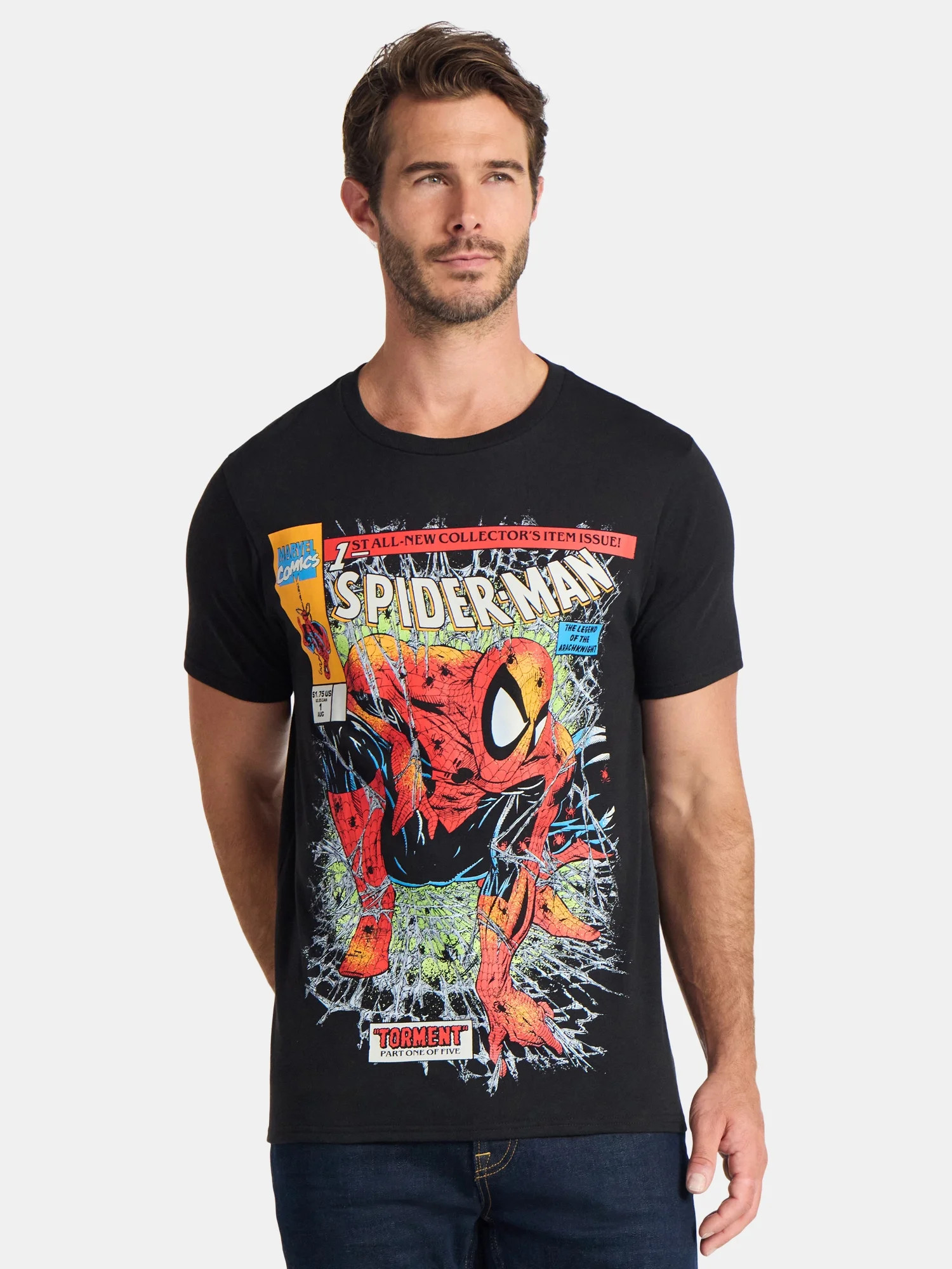 Spider-Man Men's and Big Men's Spidey Crawl Graphic Tee, Sizes S-3XL - Walmart.com | Walmart (US)