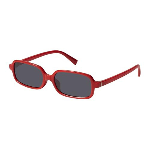 mosanana Retro 90s Rectangle Sunglasses for Women Rectangular Vintage Trendy Square 2025 Cool Cute Narrow Small Face Red Frame Grey Lens MS52479 | Amazon (US)