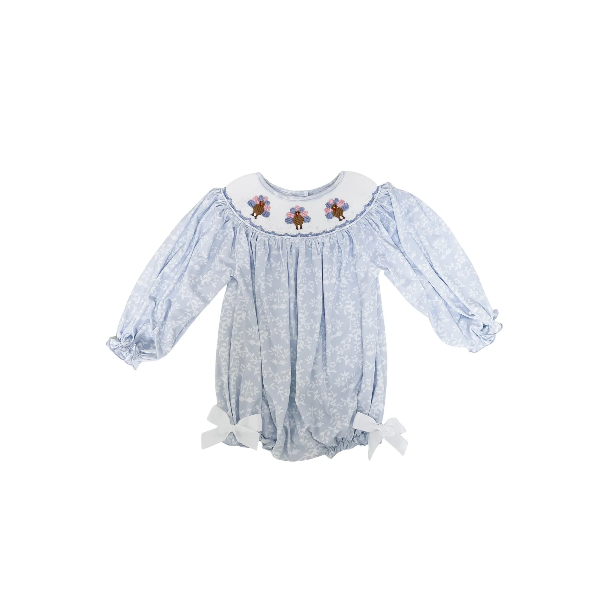 Cora Blue Turkey Bow Bubble | Lillie & Lilah