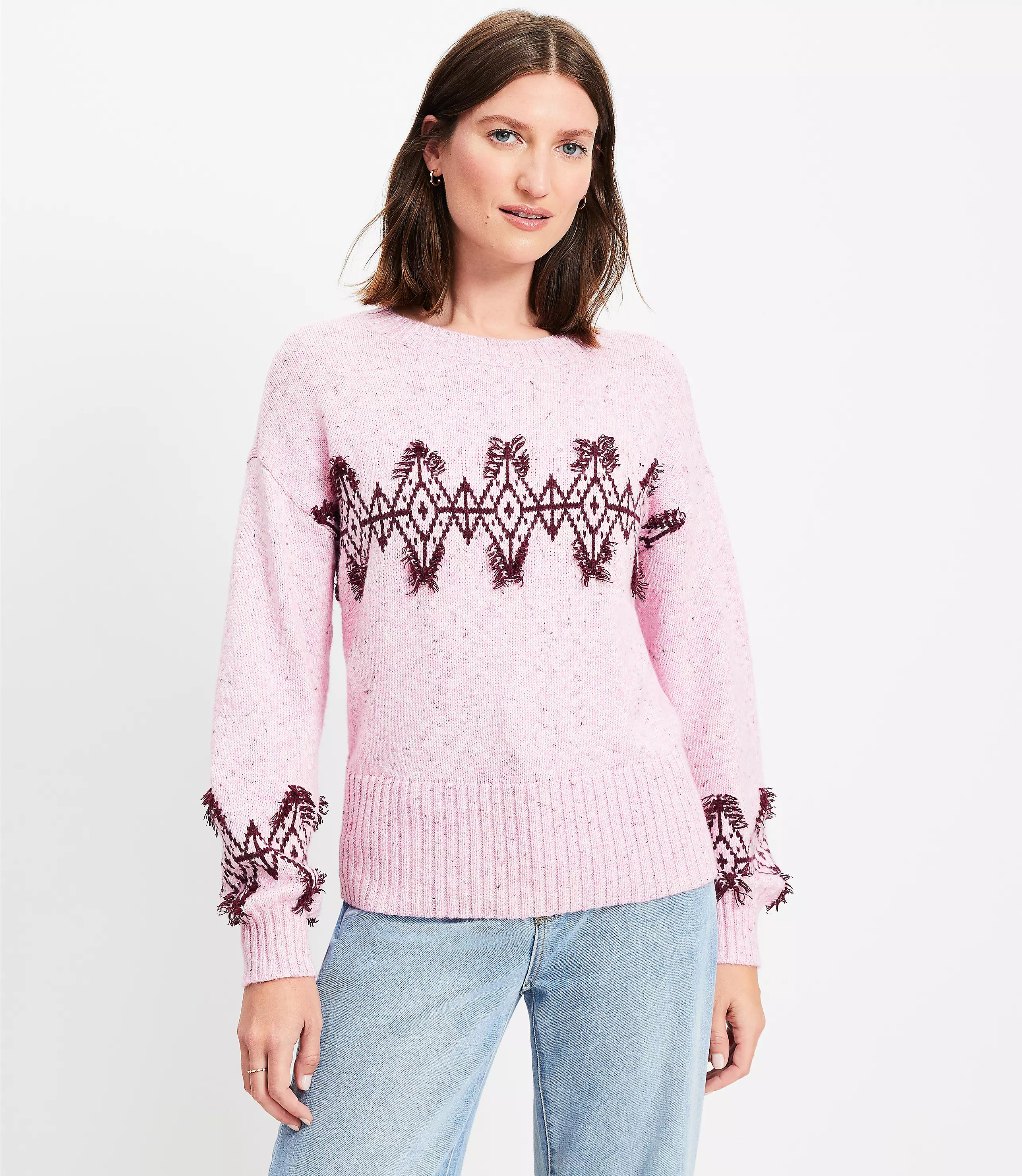 Fringe Fair Isle Sweater | LOFT