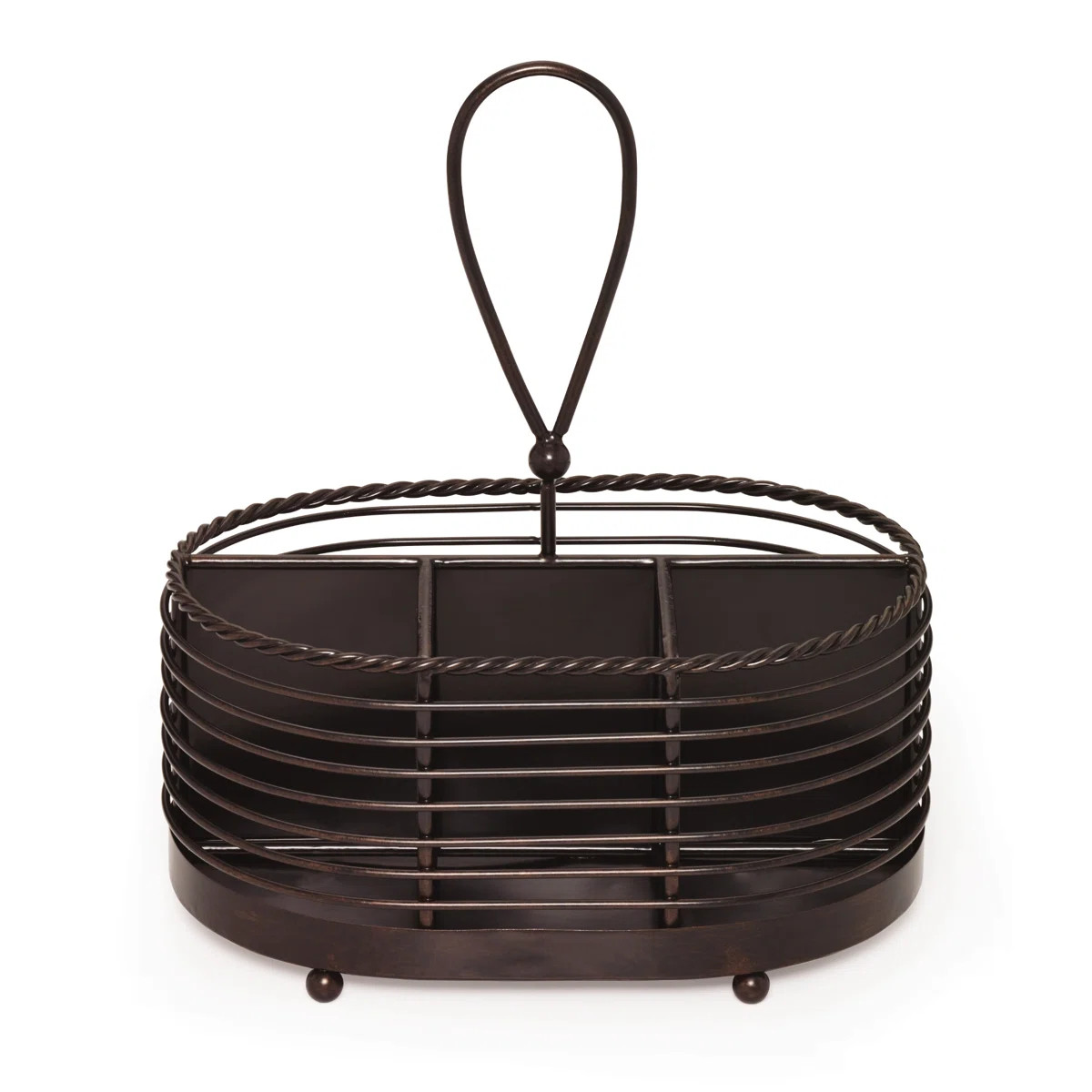 Gourmet Basics by Mikasa Rope Metal Tabletop Flatware and Napkin Picnic Caddy, 10", Antique Black | Wayfair North America