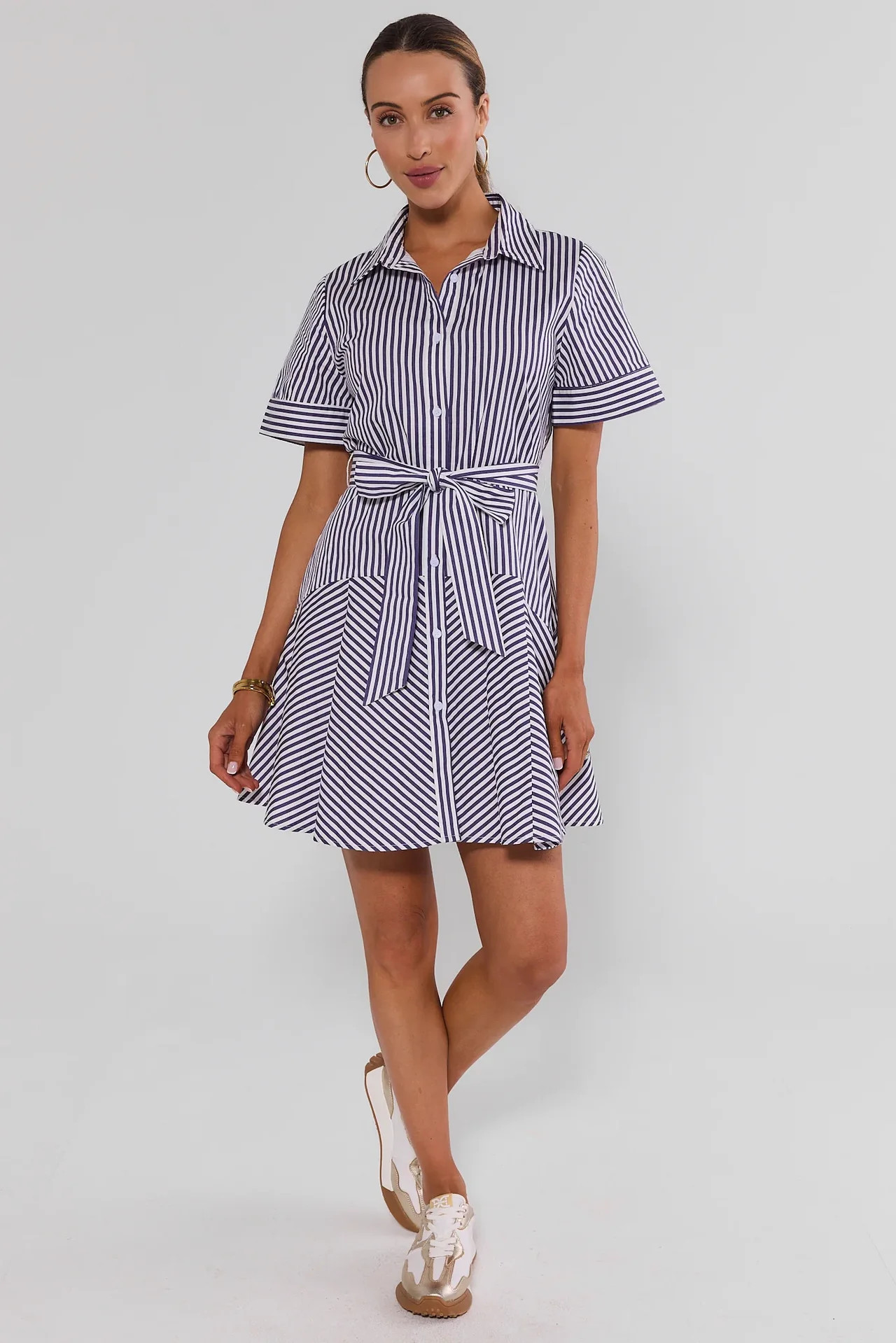 Millie Purple Striped Short Dress | Avara