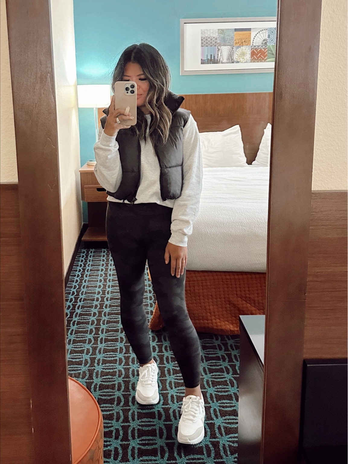 Soccer mom attire! Black crop vest from Amazon which is now 43% off (I’m 5’2” and 131 lbs..wearing a small), Nike sneakers, and Lululemon camo high waisted leggings!  Great for travel or airport. Petite - mom style - sports mom - Amazon finds 

#LTKfit #LTKFind #LTKsalealert