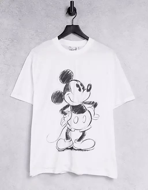 ASOS DESIGN DISNEY t-shirt with Mickey Mouse sketch in white | ASOS (Global)