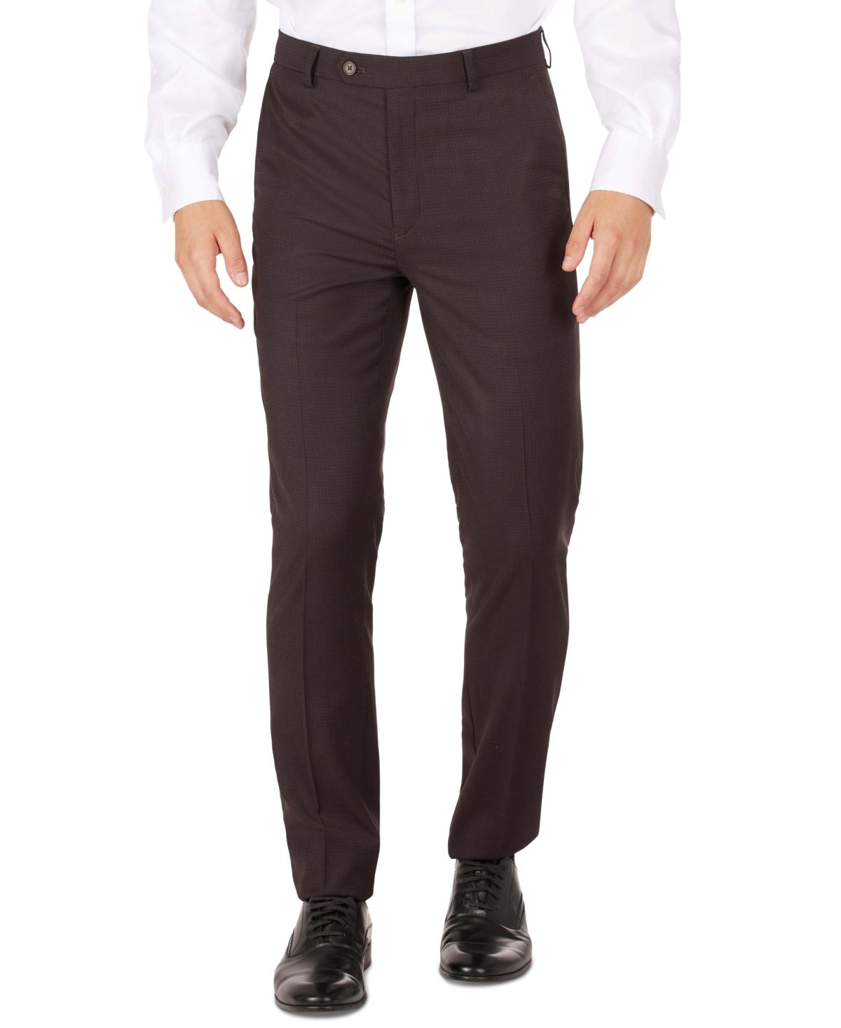 Calvin Klein Men's Brown Neat Skinny-Fit Dress Pants | Macys (US)