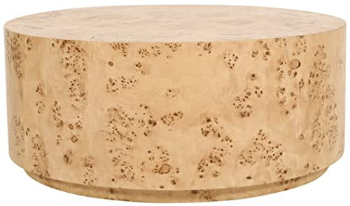 Meridian Furniture 270-C Burl Collection Mid-Century Modern Coffee Table with Ash Burl Wood, Curved Art Deco Design, 36" W x 36" D x 15" H, Natural | Amazon (US)