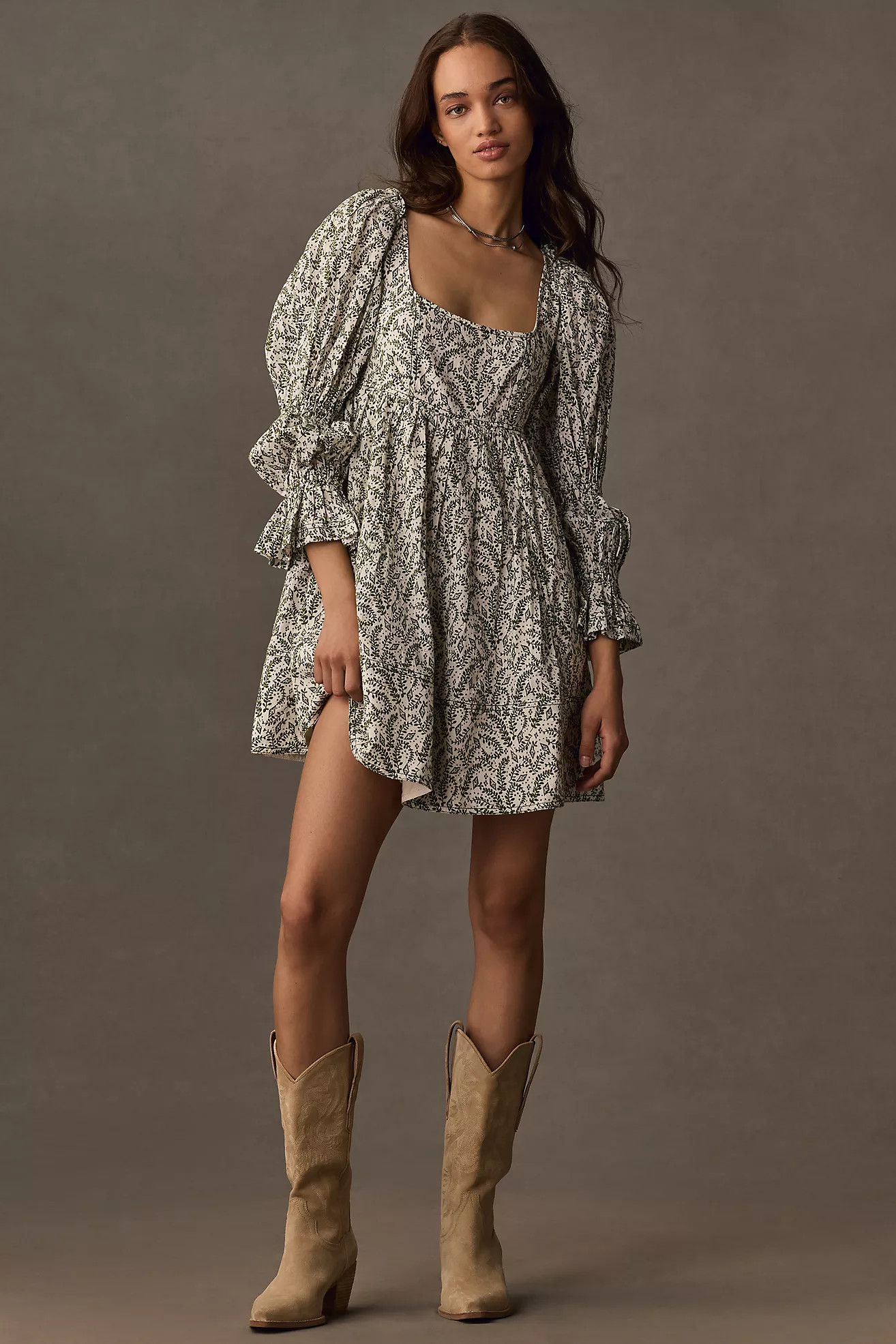 Pilcro Long-Sleeve Babydoll Mini Dress | Anthropologie (US)