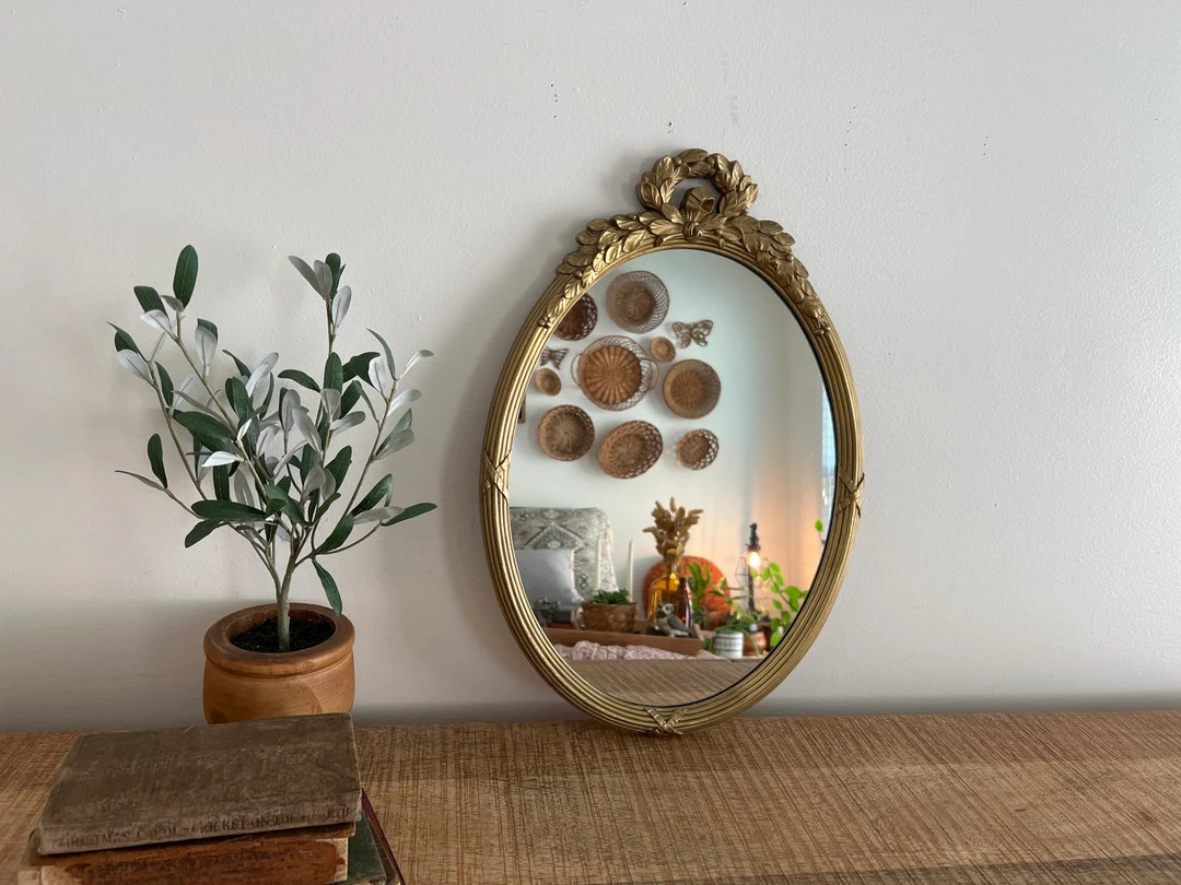 Vintage Gold Ornate Oval French Homco Mirror - Etsy | Etsy (US)