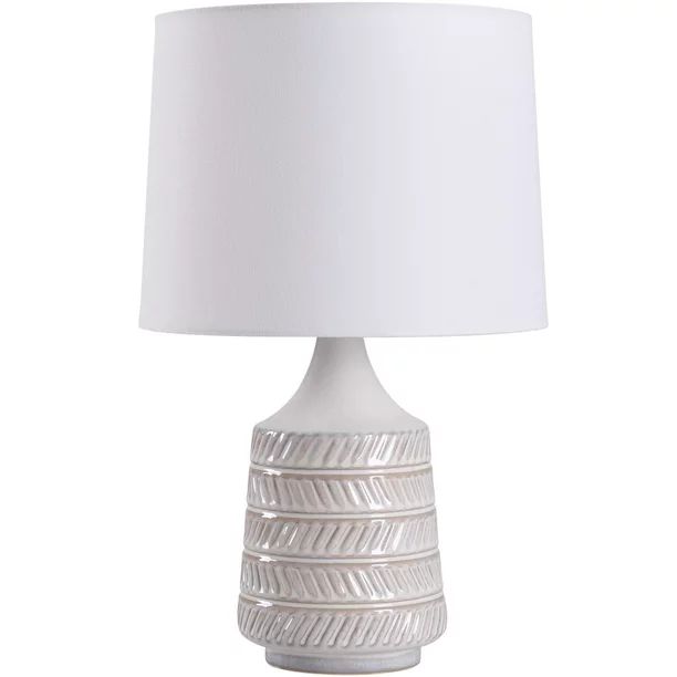 Mainstays White/Beige Ceramic Table Lamp with Shade 17"H - Walmart.com | Walmart (US)