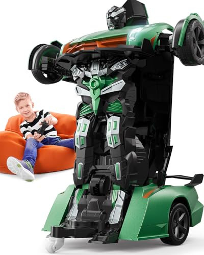 Veeniix V992 Transform Remote Control Car, 2-in-1 Transform Robot RC Cars,1:14 Scale,Robot Toy Car with Sound & Light,Gesture Sensing,Automatic Deformation,Gifts Toys for Boys and Girls 4-6(Green) | Amazon (US)