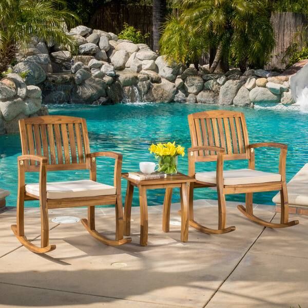Lucca Outdoor 3-piece Rocking Chair Set by Christopher Knight Home | Bed Bath & Beyond